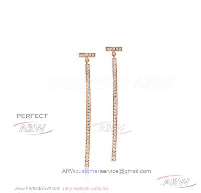 AAA Replica Tiffany T Wire Bar Earrings In Yellow Gold With Diamonds